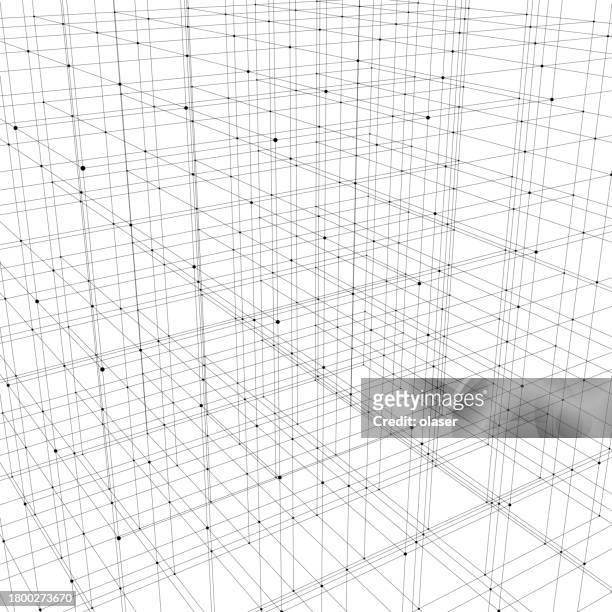 abstract wireframe grid pattern on white background. - architectural model stock illustrations
