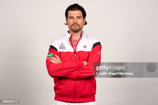 Frank Dancevic, Captain of Team Canada poses for a portrait ahead of the Davis Cup Final 8 at Palacio de Deportes Jose Maria Martin Carpena on...