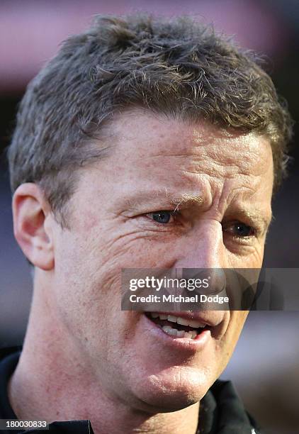 Tigers coach Damien Hardwick looks ahead during the First Elimination Final AFL match between the Richmond Tigers and the Carlton Blues at Melbourne...