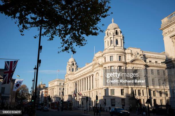 An exterior view of the Raffles London at the OWO on Whitehall, on 23rd November 2023, in London, England. The former Old War Office Building is now...