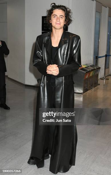 Actor Timothee Chalamet is seen upon arrival at Narita International Airport on November 18, 2023 in Narita, Japan.