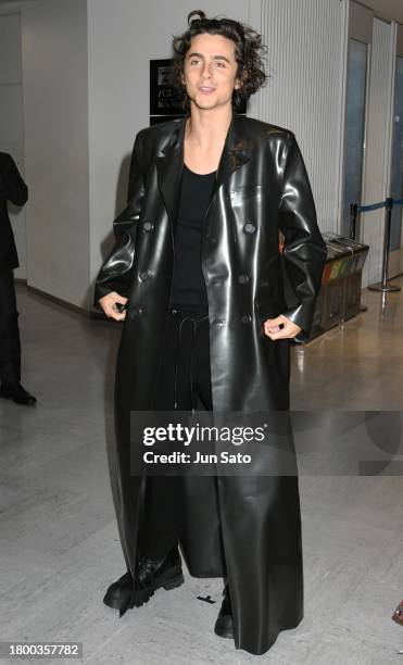 Actor Timothee Chalamet is seen upon arrival at Narita International Airport on November 18, 2023 in Narita, Japan.