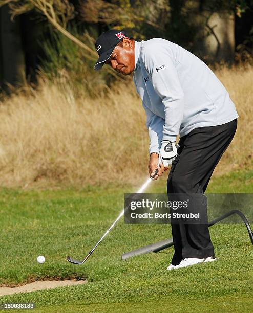 Boonchu Ruangkit of Thailand in action during the final round on day three of the WINSTONgolf Senior Open played at WINSTONgolf on September 8, 2013...