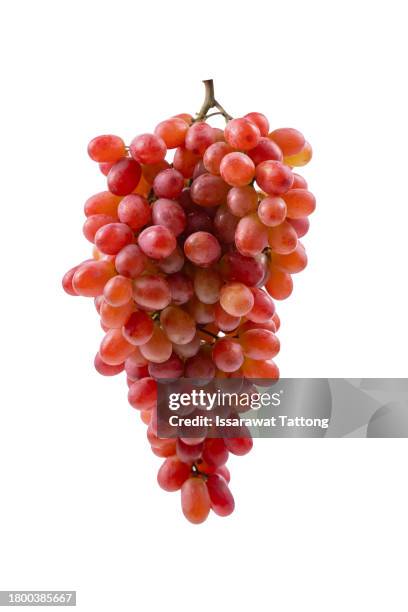 red grape with leaves isolated on white background. - grapes isolated stock pictures, royalty-free photos & images