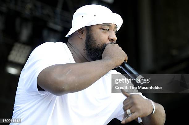 Sean Price performs as part of the Rock the Bells Tenth Anniversary at San Manuel Amphitheatre on September 7, 2013 in San Bernadino, California.