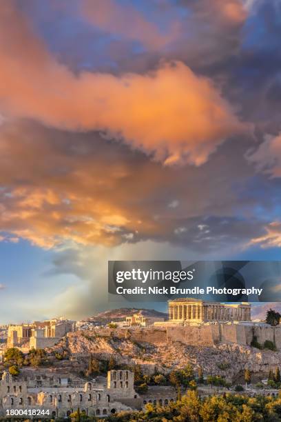 acropolis of athens, greece. - atene foto e immagini stock