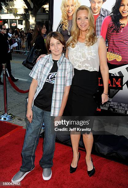 Actress Lisa Kudrow , husband Michel Stern and son Julian Stern arrive at Summit Entertainment's premiere of BandSlam held at Mann Village Theatre on...