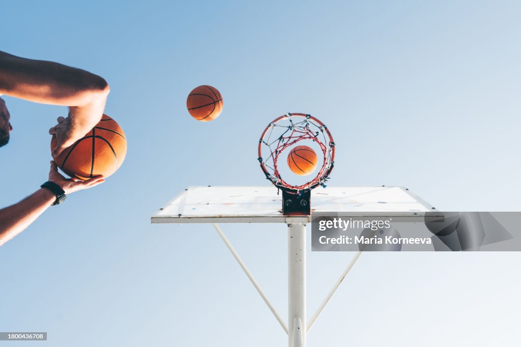 Man Playing Basketball Throwing A Ball Into The Hoop High Res Stock man-playing-basketball-throwing-a-ball-into-the-hoop-high-res-stock