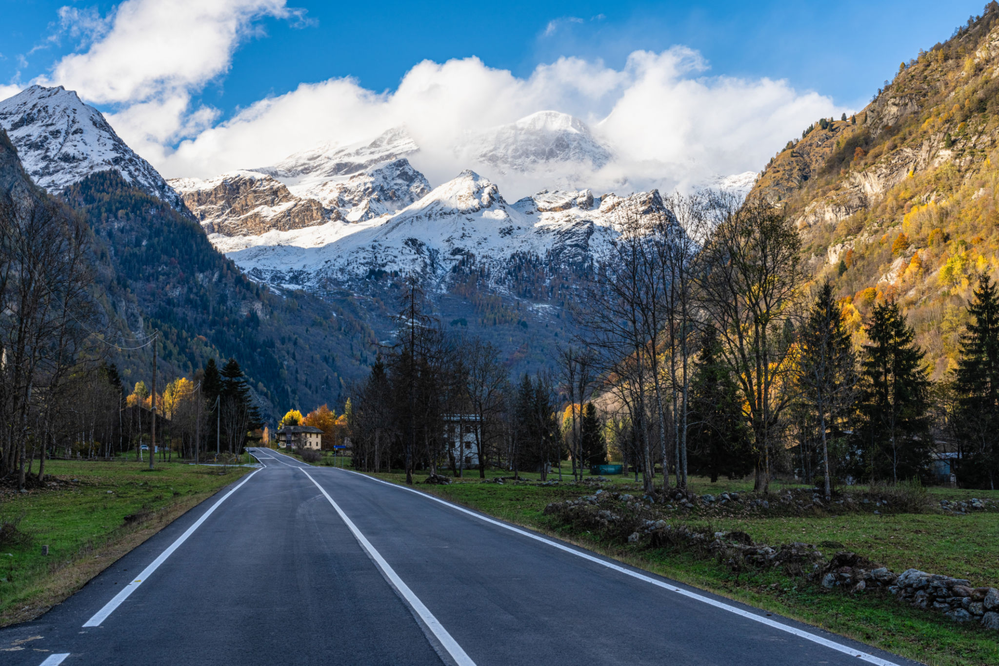 Beautiful fall season landscape with the Monte Rosa in Valsesia, Province of Vercelli, Piedmont, Italy. Beautiful fall season landscape with the Monte Rosa in Valsesia, Province of Vercelli, Piedmont, Italy.