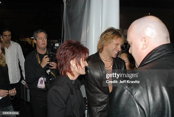 Bon Jovi and Sharon Osbourne during VH1 Big in 2002 Awards - Backstage and Audience at Grand Olympic Auditorium in Los Angeles, CA, United States.