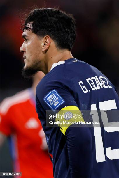 Detail of Gustavo Gomez of Paraguay’s Captain armband during a FIFA World Cup 2026 Qualifier match between Chile and Paraguay at Estadio Monumental...