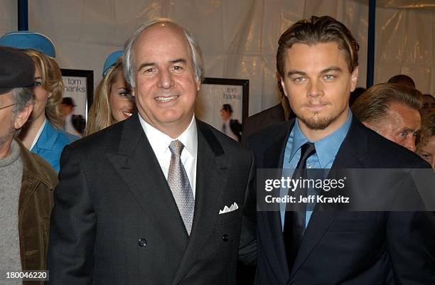 Frank Abangale Jr and Leonardo DiCaprio during Dreamworks Premiere of Catch Me If You Can at Mann Village Theater in Westwood, California, United...