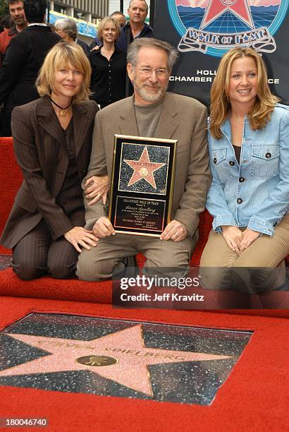 Steven Spielberg, Kate & Jessica Capshaw during Spielberg Receives Star on Walk of Fame at Hollywood in Hollywood, CA, United States.