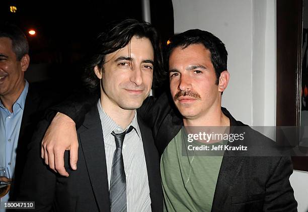 Writer/director Noah Baumbach and actor Chris Messina attend the after party for the premiere of Greenberg presented by Focus Features at La Vida on...