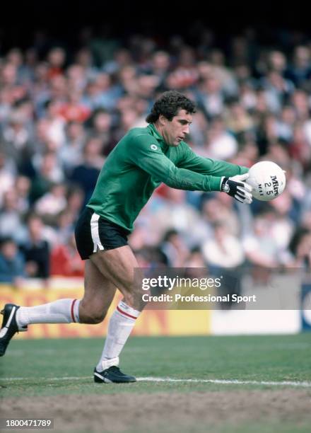 Southampton goalkeeper Peter Shilton in action, circa 1983.
