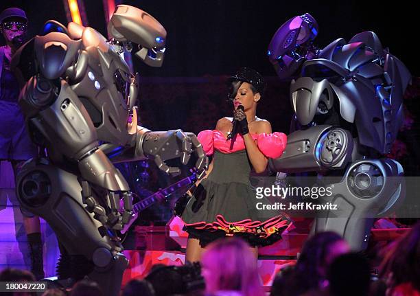 Singer Rihanna performs onstage at Nickelodeon's 23rd Annual Kids' Choice Awards held at UCLA's Pauley Pavilion on March 27, 2010 in Los Angeles,...
