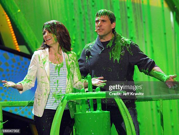 Actress Tina Fey and actor Steve Carell onstage at Nickelodeon's 23rd Annual Kids' Choice Awards held at UCLA's Pauley Pavilion on March 27, 2010 in...