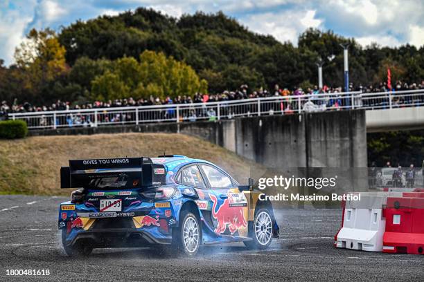 Ott Tanak of Estonia and Martin Jarveoja of Estonia compete with their M-Sport Ford WRT Ford Puma Rally1 Hybrid during Day three of the FIA World...