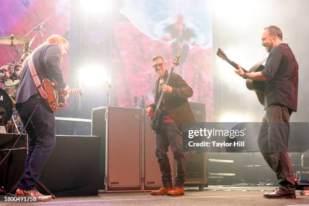 Derek Trucks, Stefan Lessard, and Dave Matthews of Dave Matthews Band perform at Madison Square Garden on November 17, 2023 in New York City.