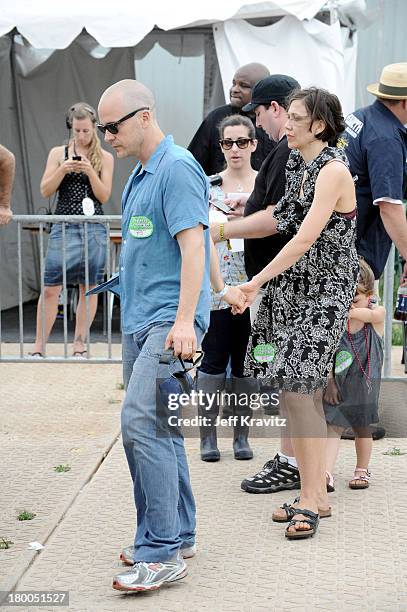 Peter Skaarsgard and Maggie Gyllenhal during the 41st Annual New Orleans Jazz & Heritage Festival Presented by Shell at the Fair Grounds Race Course...