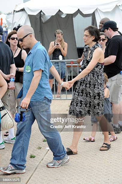 Peter Skaarsgard and Maggie Gyllenhal during the 41st Annual New Orleans Jazz & Heritage Festival Presented by Shell at the Fair Grounds Race Course...