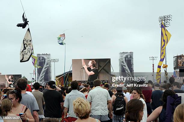 Pearl Jam performs during the 41st Annual New Orleans Jazz & Heritage Festival Presented by Shell at the Fair Grounds Race Course on May 1, 2010 in...