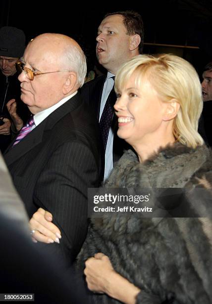 Former Soviet President, Mikhail Gorbachev and daughter, Irina Virganskaya attend the MTV Europe Music Awards Free Your Mind Award Presentation...