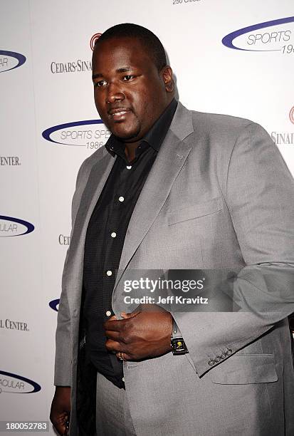 Actor Quinton Aaron arrives at the 25th Anniversary Of Cedars-Sinai Sports Spectacular held at Hyatt Regency Century Plaza on May 23, 2010 in Century...