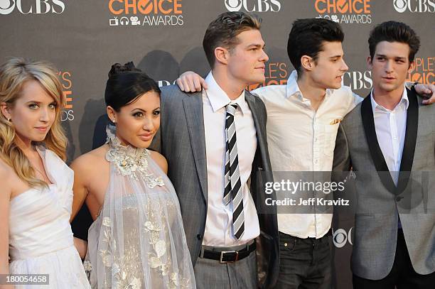 Actors Megan Park, Francia Raisa, Greg Finley, Ken Baumann, and Daren Kagasoff arrive at the People's Choice Awards 2010 held at Nokia Theatre L.A....