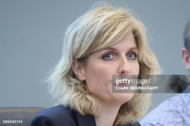 Walloon Minister for Environment, Nature, Animal Welfare and Rural renovation Celine Tellier attends a session of the Environment and Nature...