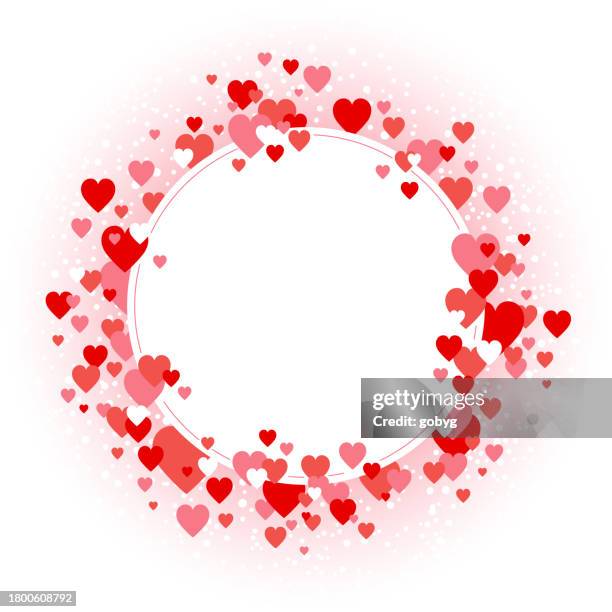 red celebration blank round frame with hearts - february stock illustrations