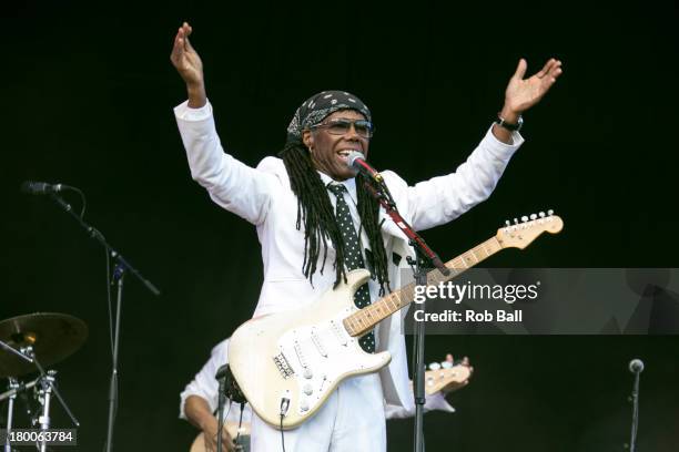 Nile Rodgers of Chic performs during Day 4 of Bestival at Robin Hill Country Park on September 8, 2013 in Newport, Isle of Wight.