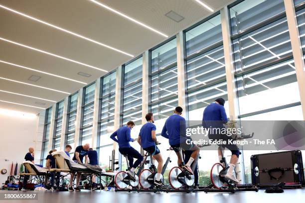 General view during an England Gym Session at Tottenham Hotspur Training Centre on November 18, 2023 in Enfield, England.