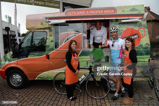 Laureus Academy Ambassador Michael Vaughan during the PruProtect Chance to Ride. Vaughan is leading a host of stars and fundraisers on the event,...