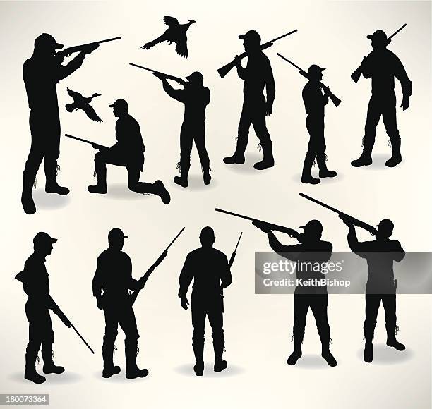 duck and pheasant hunters - duck hunting vector stock illustrations
