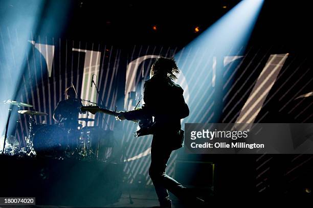 Matthew Healy of The 1975 performs on the 8th night of the iTunes Festival 2013 onstage at The Roundhouse on the night their debuet album charted at...