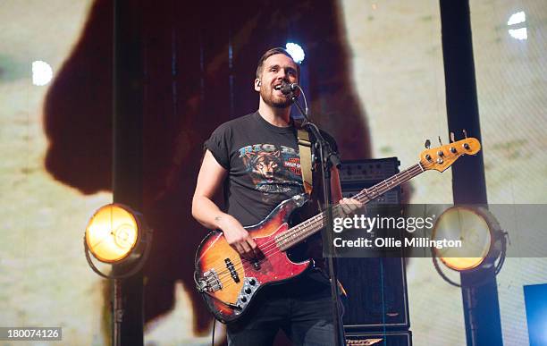 Will Farquarson of Bastilles performs on the 8th night of the iTunes festival onstage at at The Roundhouse on September 8, 2013 in London, England.