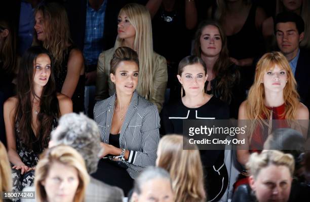 Ali Kay, Jessica Alba, Allison Williams and Bella Thorne attend the Diane Von Furstenberg fashion show during Mercedes-Benz Fashion Week Spring 2014...