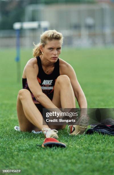 German athlete Katrin Krabbe at her training base in Neubrandenburg, Mecklenburg-Vorpommern, Germany, 3rd July 1992.