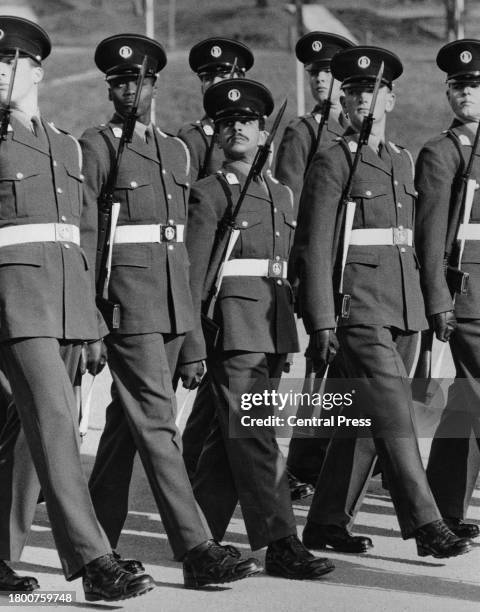 Bahraini Royalty Hamad bin Isa Al Khalifa during the commissioning parade that followed his twenty-week course at Mons Officer Cadet School, a...