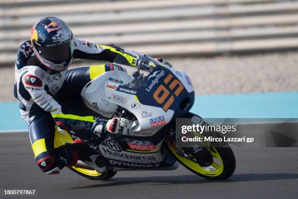 Collin Veijer of Netherlands and Liqui Moly Husqvarna Intact GP rounds the bend during the MotoGP of Qatar - Free Practice at Losail Circuit on...