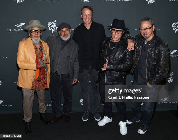 Steve Caballero, Tony Hawk, Christian Hosoi and Tommy Guerrero attend The Skatepark Project Gala at Chateau Marmont on November 17, 2023 in Los...