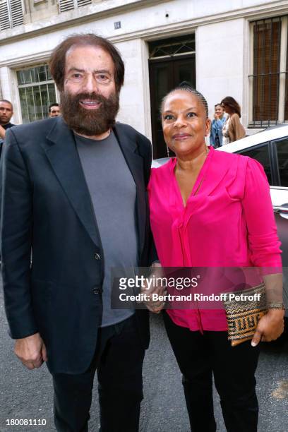 Marek Halter with Minister of Justice Christiane Taubira attend Marek Halter's Rosh Hashanah celebration for the 5774 Jewish new year at his home on...