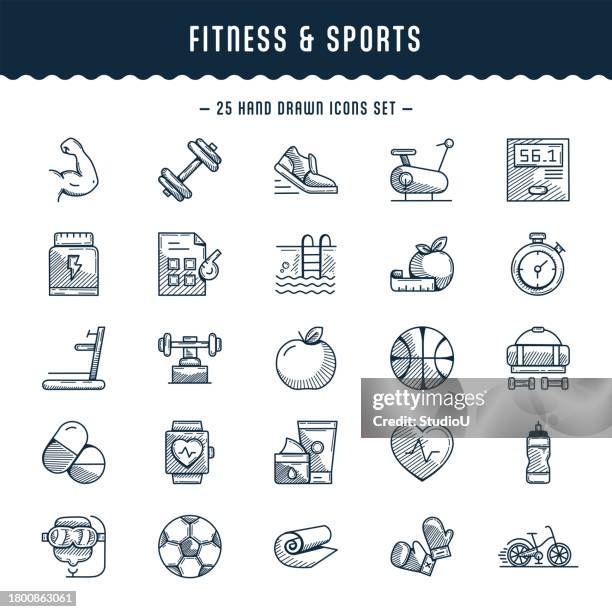fitness und sport - fitnessausrüstung stock-grafiken, -clipart, -cartoons und -symbole