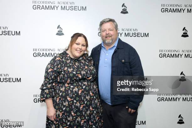 Chrissy Metz and Bradley Collins attend Family Time with Chrissy Metz at The GRAMMY Museum on November 18, 2023 in Los Angeles, California.