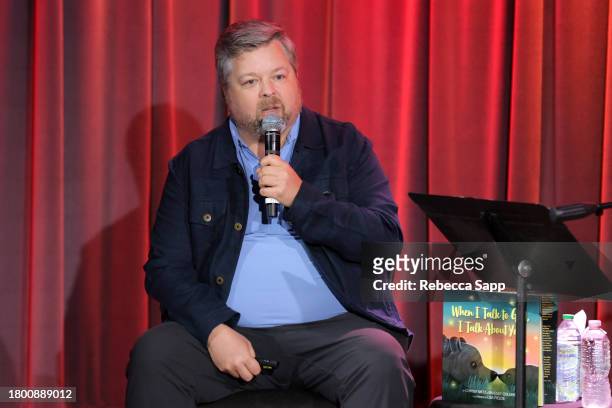 Bradley Collins speaks onstage at Family Time with Chrissy Metz at The GRAMMY Museum on November 18, 2023 in Los Angeles, California.