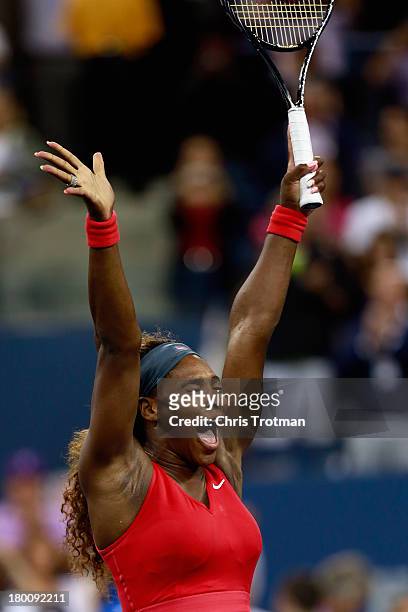 Serena Williams of the United States celebrates winning her women's singles final match against Victoria Azarenka of Belarus on Day Fourteen of the...
