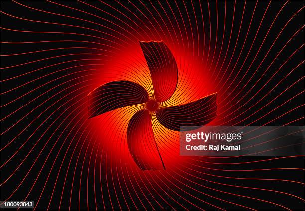 swirling fan line creative abstract design - black studio background stock illustrations