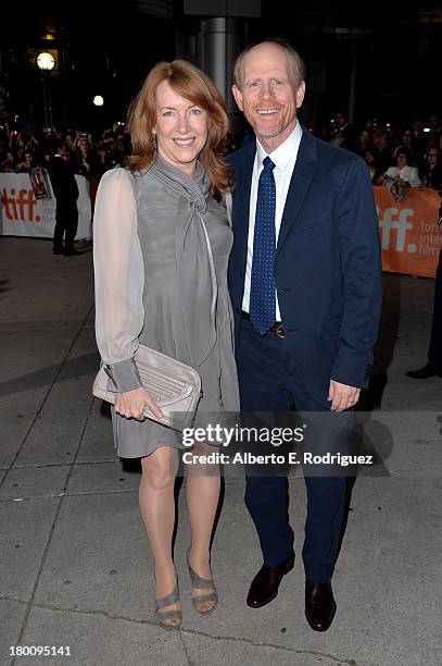 Director Ron Howard and wife Cheryl Howard attend the "Rush" premiere during the 2013 Toronto International Film Festival at Roy Thomson Hall on...