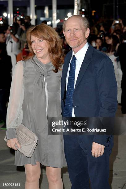 Director Ron Howard and wife Cheryl Howard attend the "Rush" premiere during the 2013 Toronto International Film Festival at Roy Thomson Hall on...